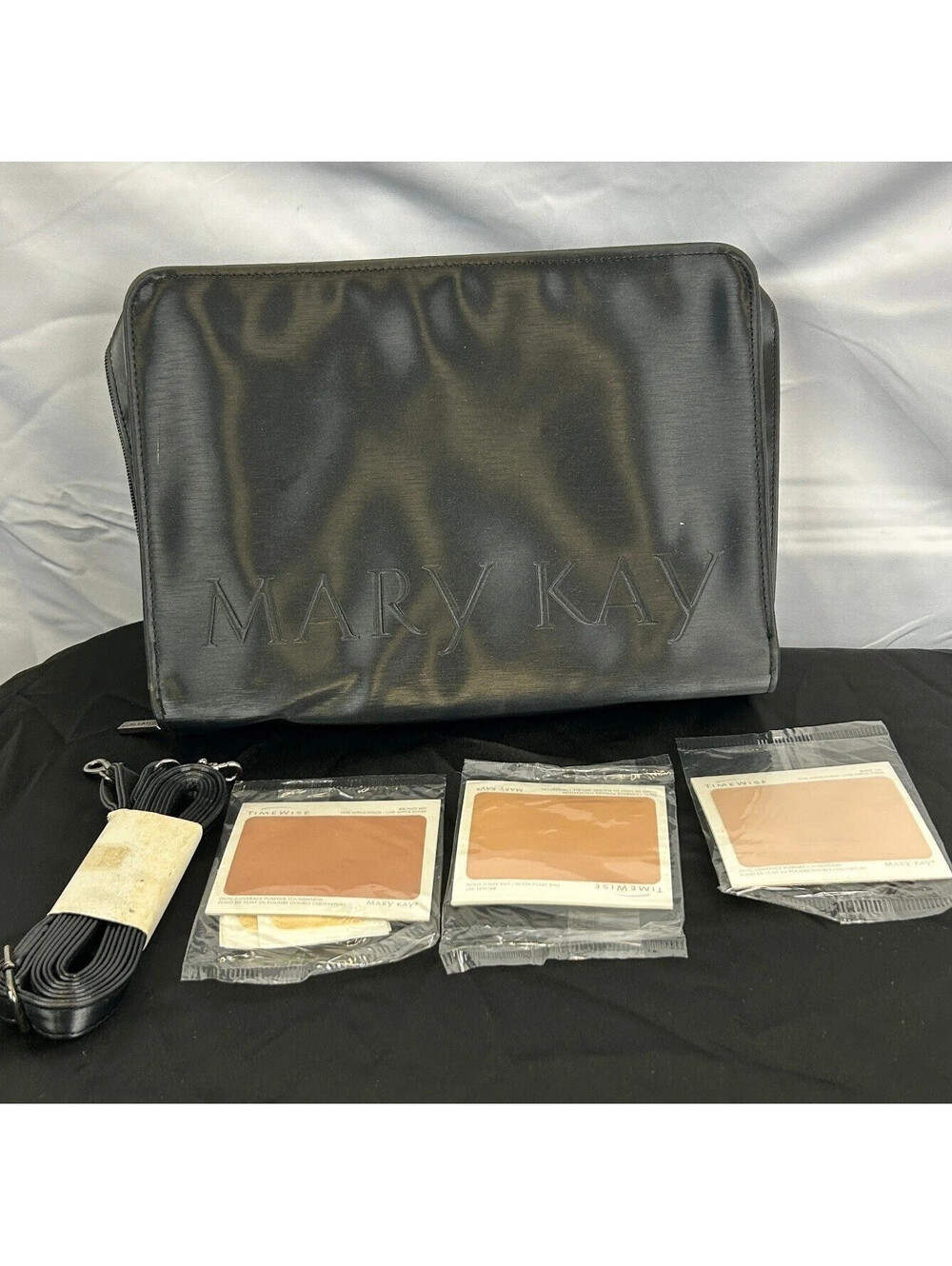 Mary Kay Black Cosmetic Travel Bag Organizer with Strap and Inserts